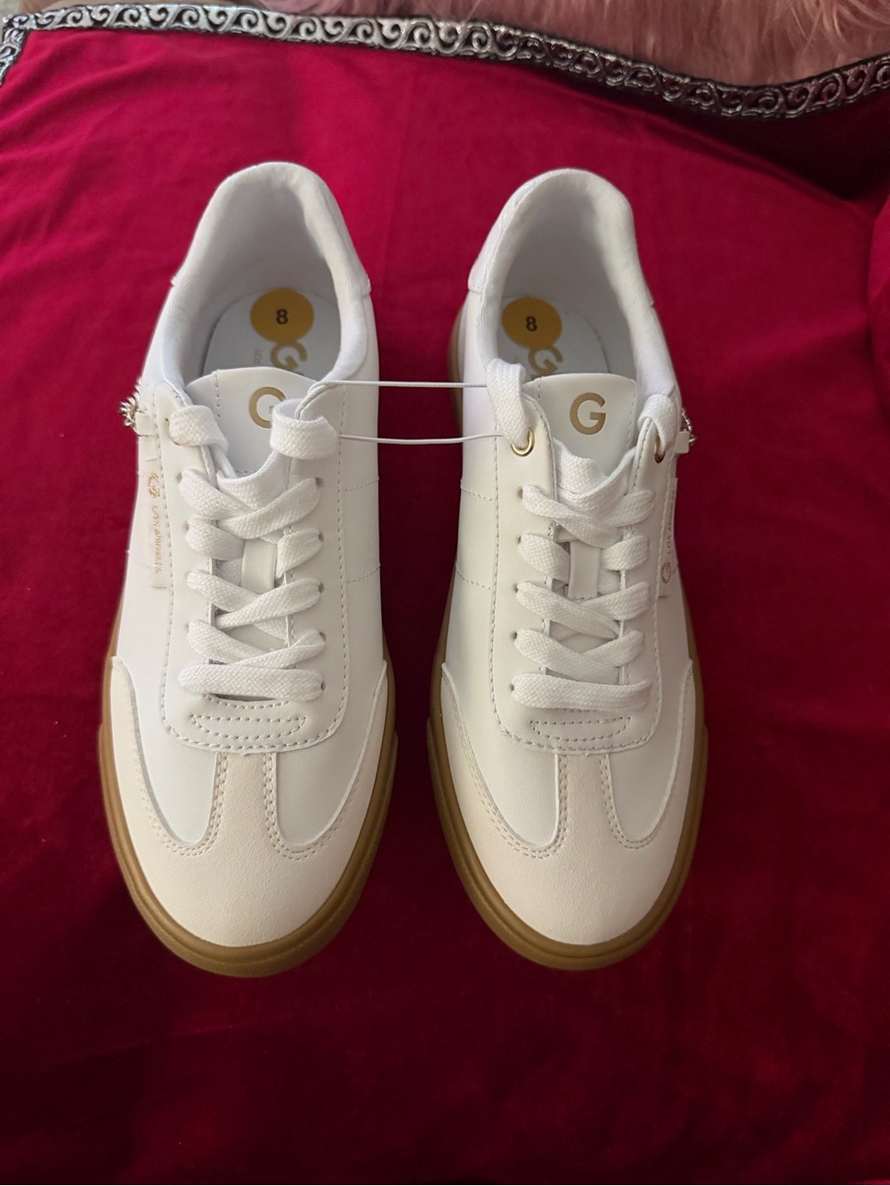 GBG Los Angeles White Low-Top Sneakers with Gum Sole